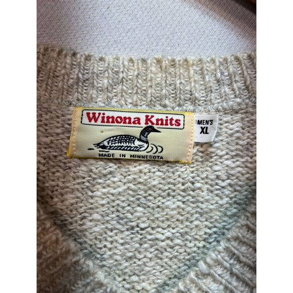 Winona Men's V Neck Pullover Wool Sweater Knit Sleeveless Size XL Tan Stretch - Picture 3 of 11